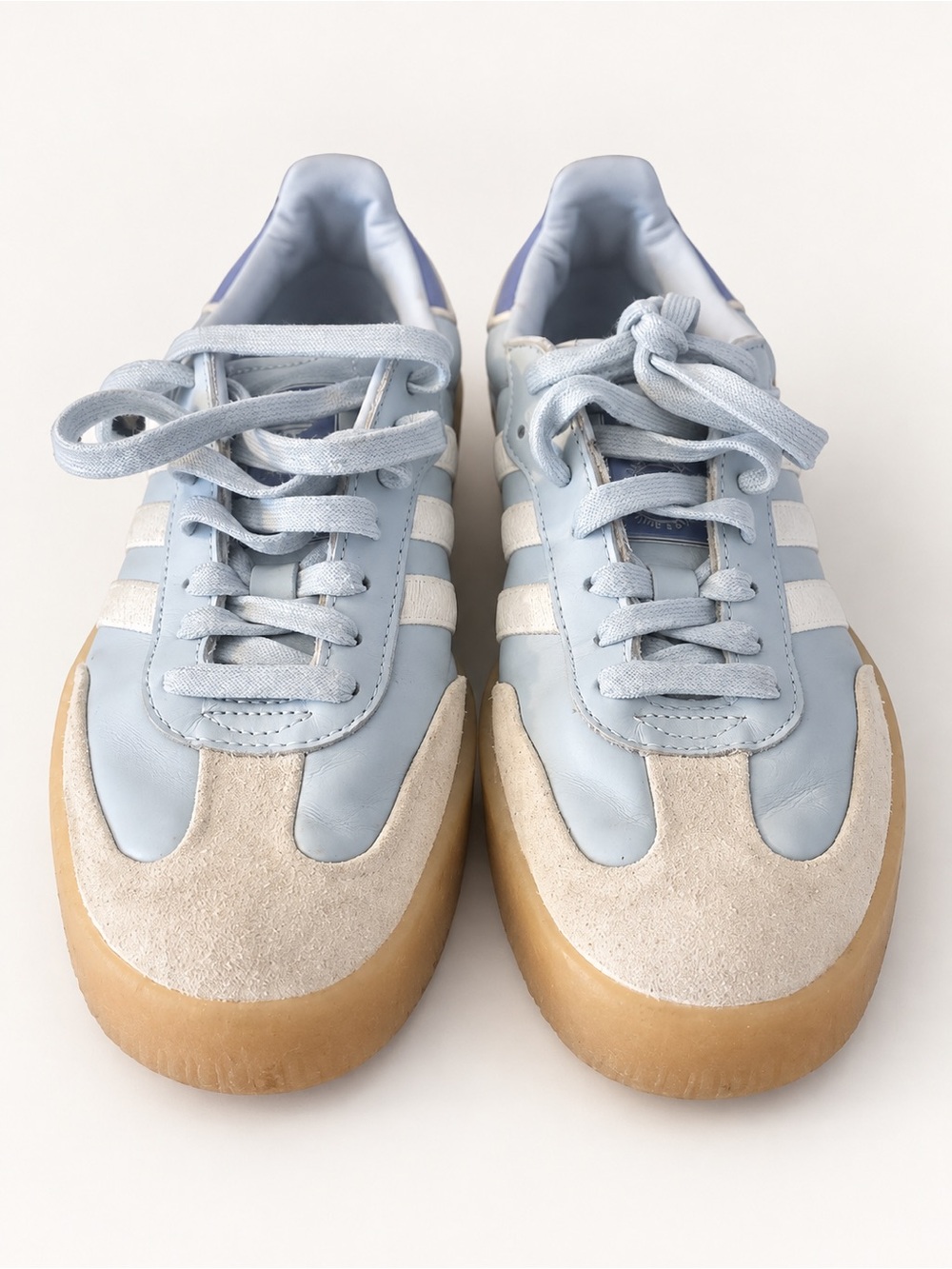 adidas samba Halo Blue Metallic Platform Sneakers women sx 7.5